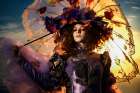 Woman in Venice Carnival costume and umbrella. AI Generated. Art Print